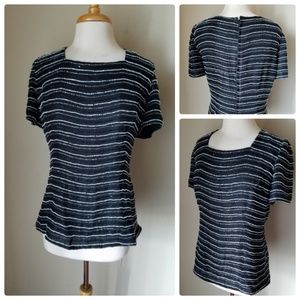 Beaded Drama Essential Blck Beaded Silk Formal Top